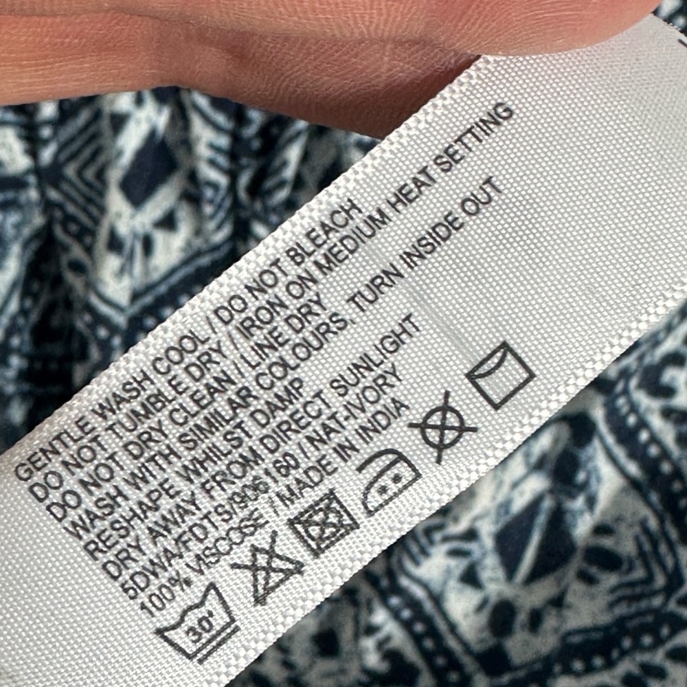FatFace United Kingdom Blue Printed Short Sleeve Mini‎ Dress Size 6 V-Neck Boho - Picture 10 of 13